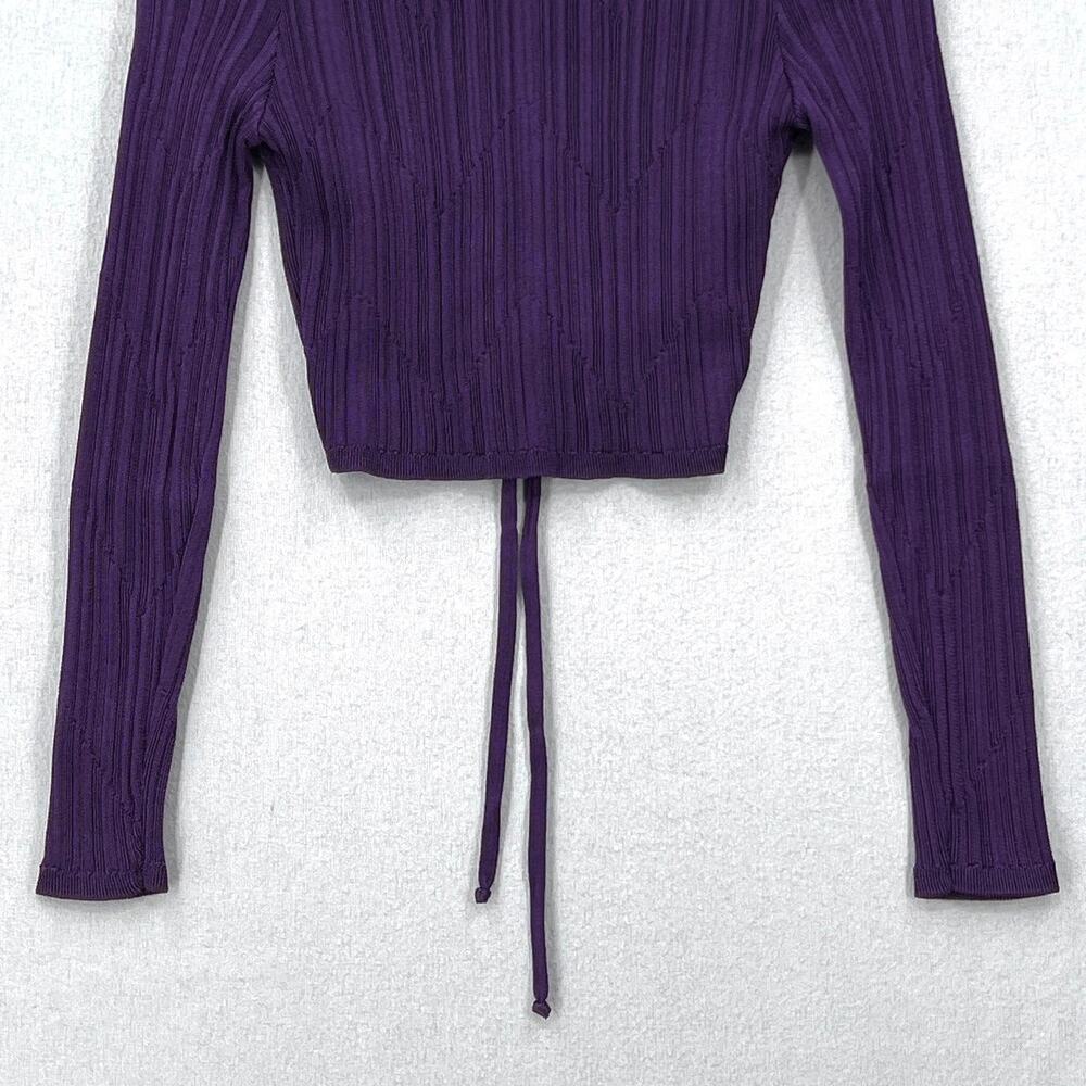 PAOLA BERNARDI Andressa Cropped Cardigan XS Purple Sparkle Knit Long Sleeve NEW - Picture 8 of 13
